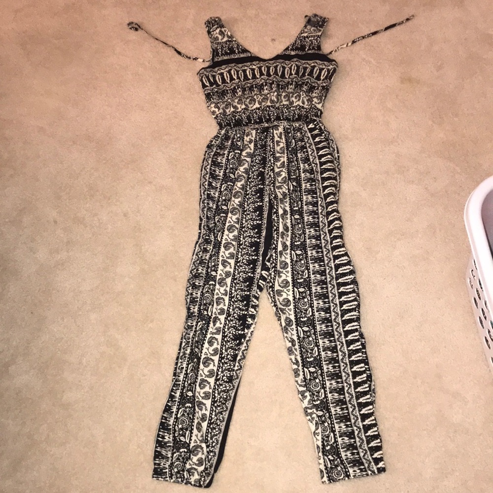 black and cream jumpsuit - boutique